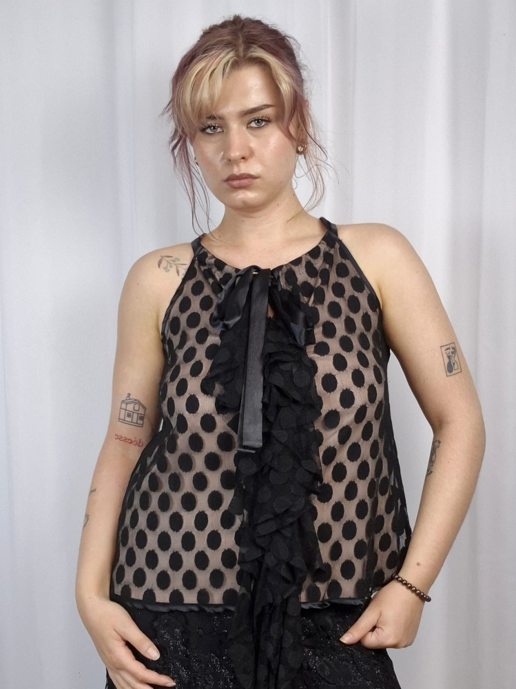 Bluzka mesh w grochy L-XL
