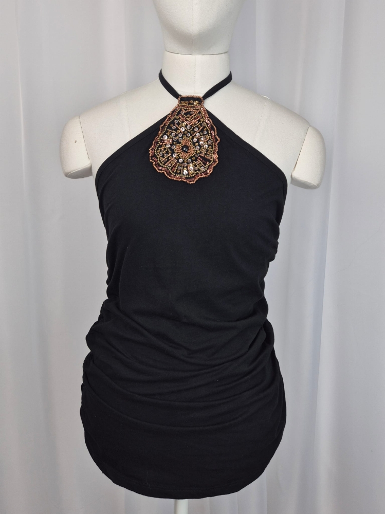 Nowy halter top wyszywany koralikami M
