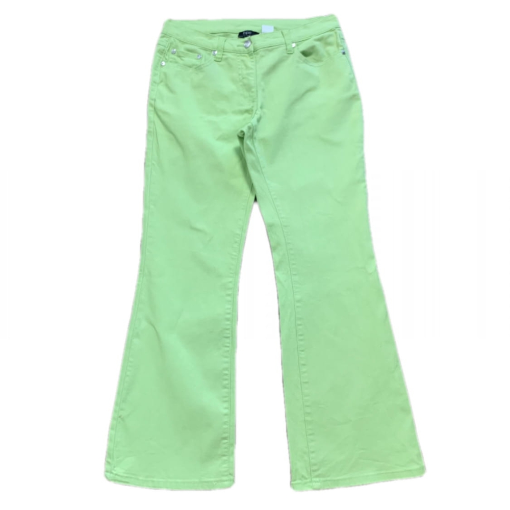 Limonkowe jeansowe dzwony M