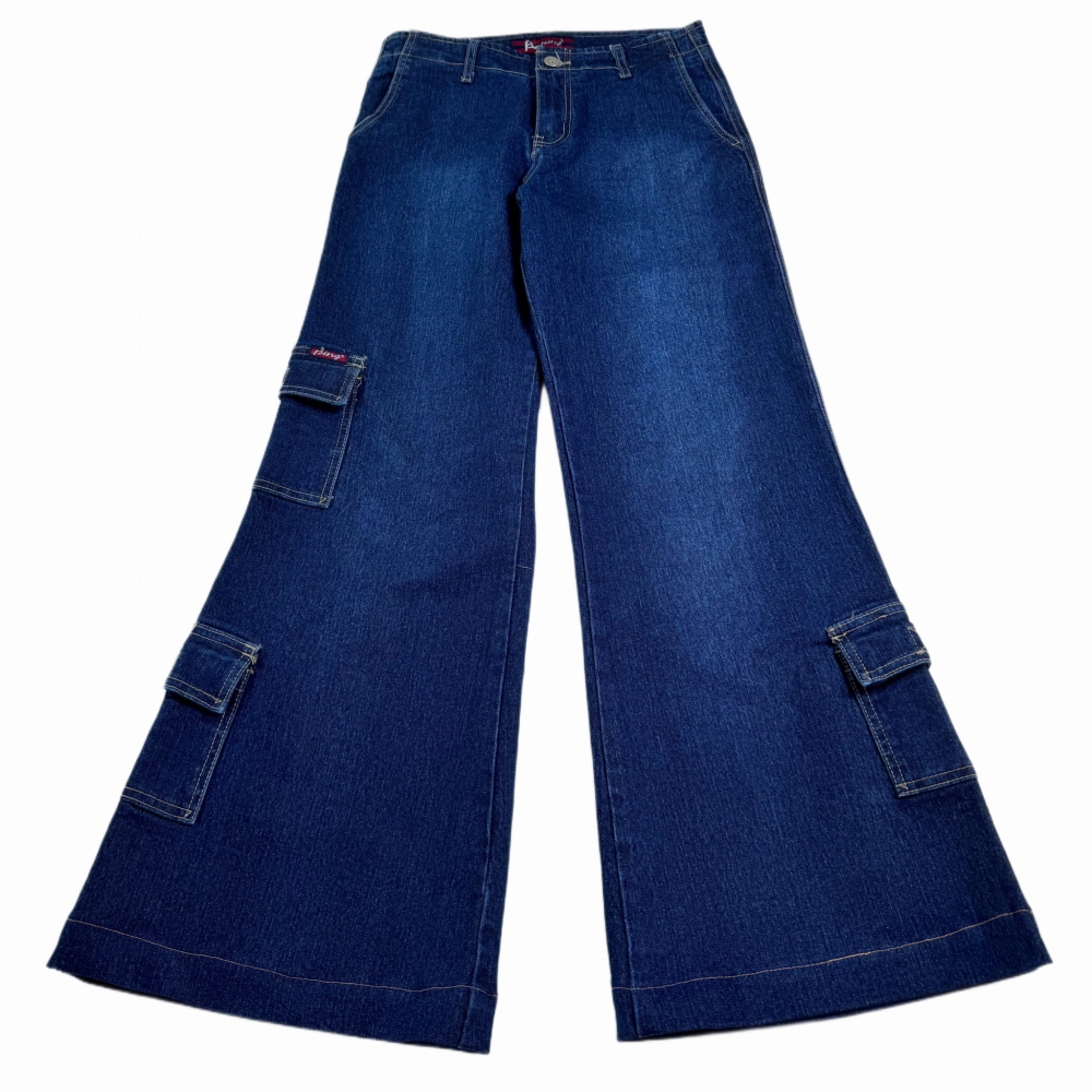 Nowe jeansy cargo wide leg S-M petite
