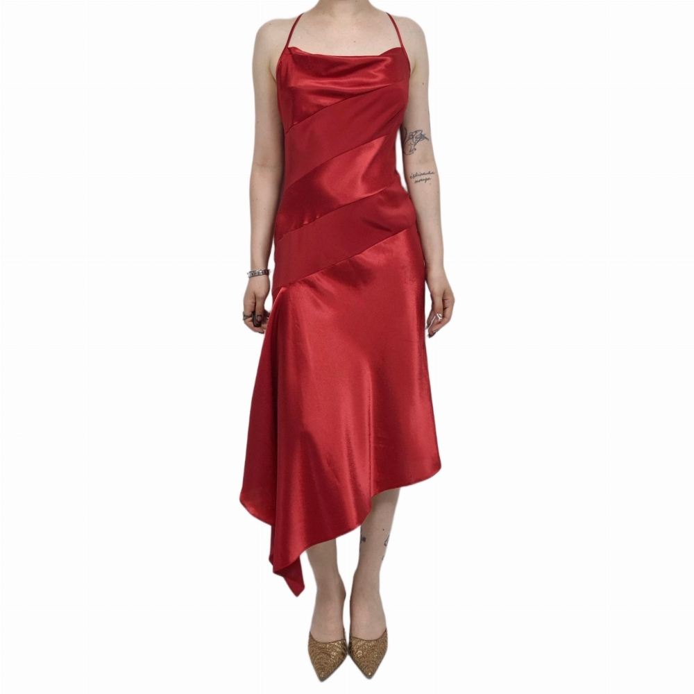 Asymetryczna suknia cowl neck S-M