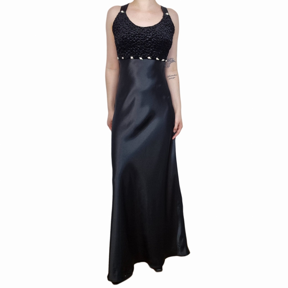 Satynowa suknia maxi S-M