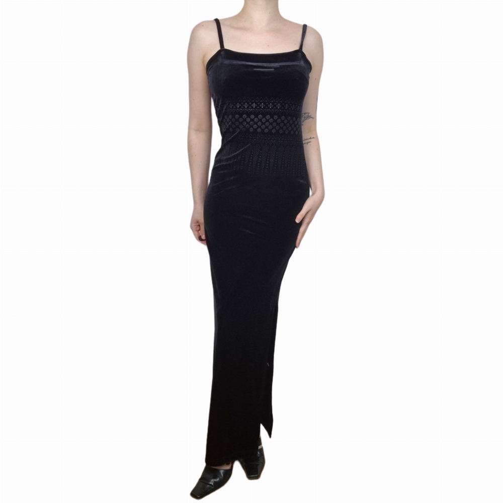 Welurowa suknia maxi S-M