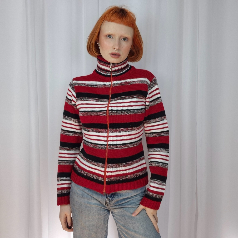 Sweter w paski na zamek S/M