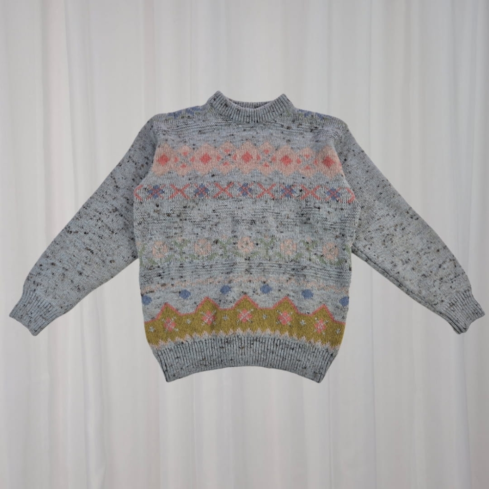 Dziadkowy sweter wełna L