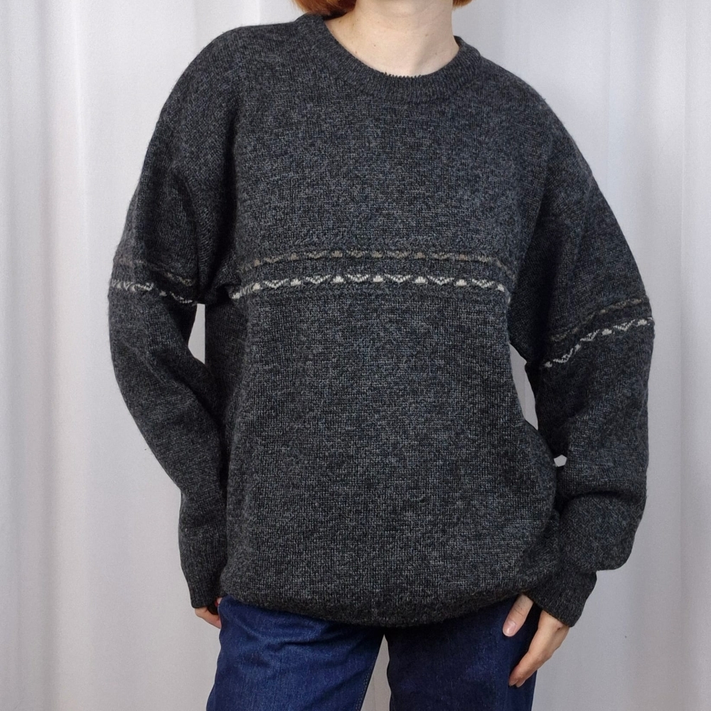 Dziadkowy sweter 50% wełna męskie L