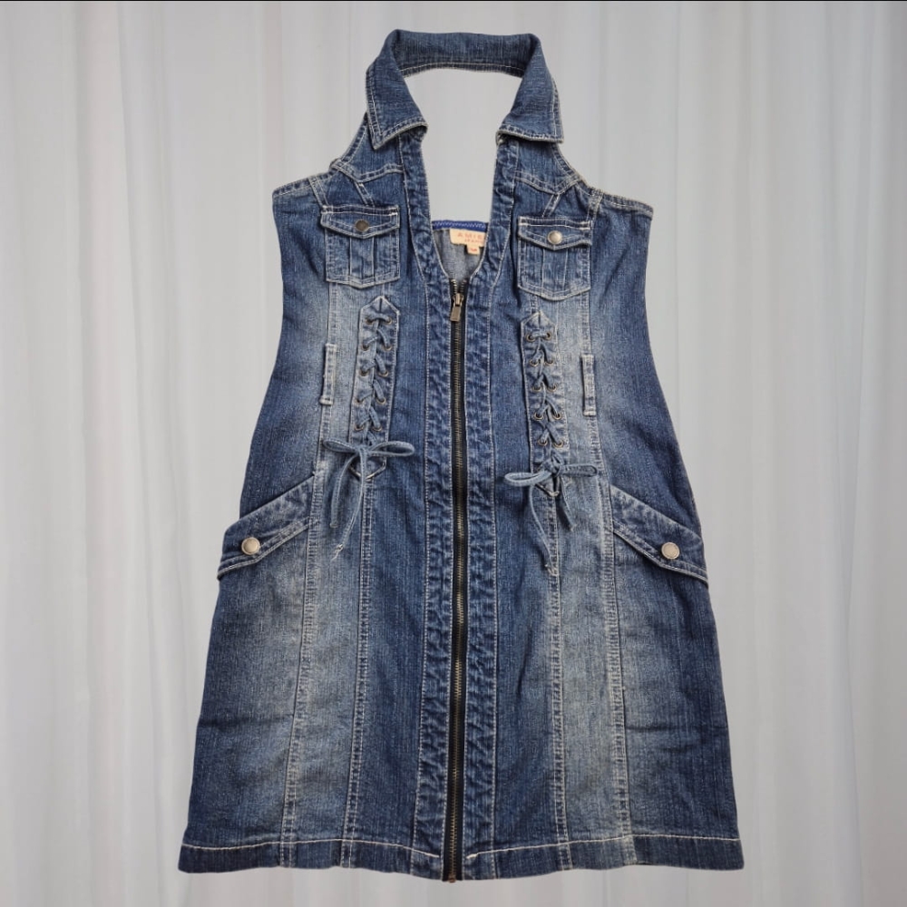 Jeansowa sukienka halter XS-S