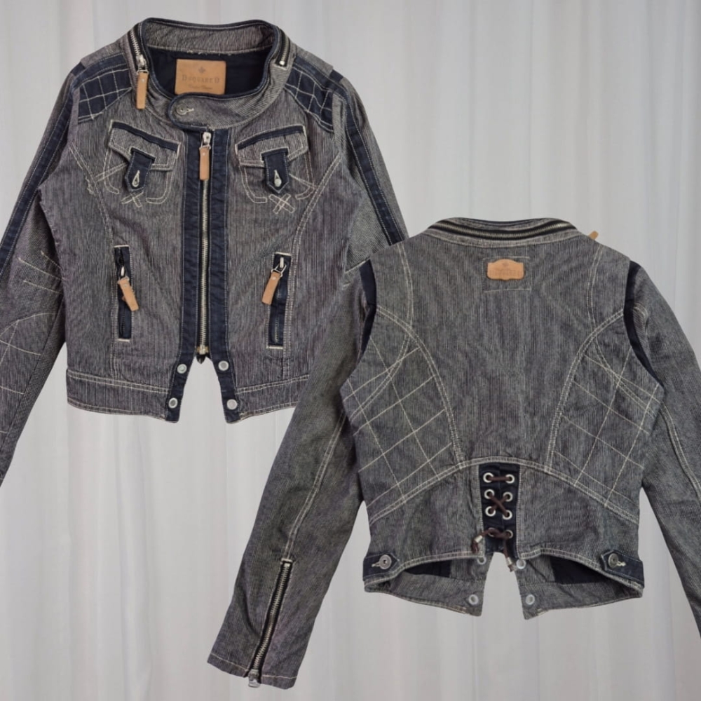 Prążkowana kurtka jeansowa Dsquared2 L