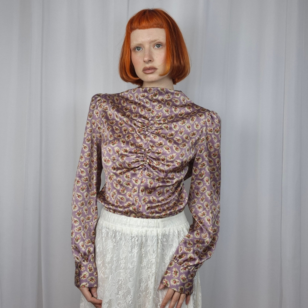 Satynowa bluzka floral print M