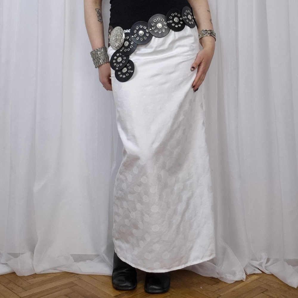 Spódnica w grochy maxi 100% bawełna upcycling M/L