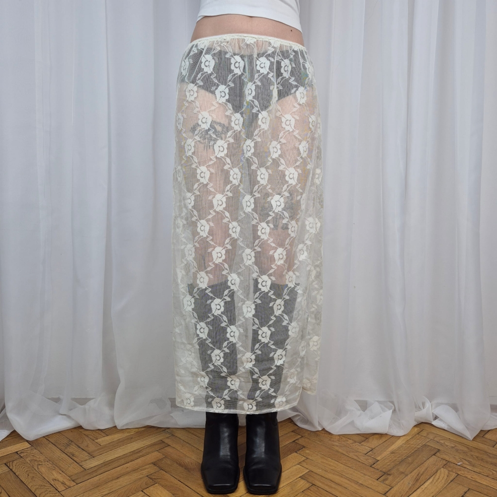 Koronkowa spódnica maxi upcycling XS-M
