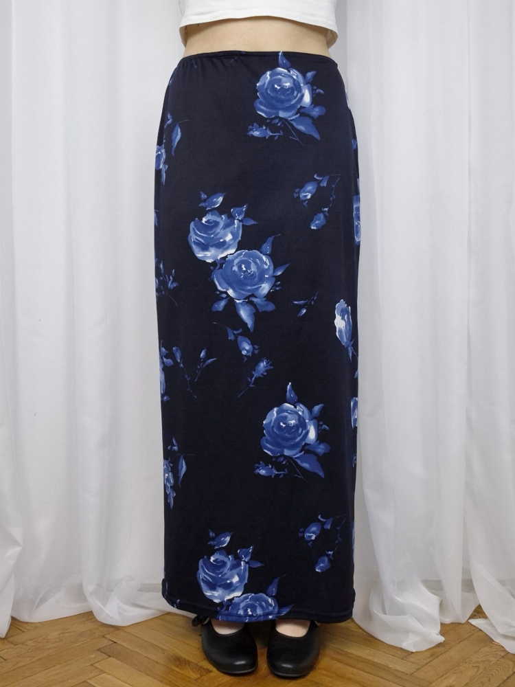 Spódnica maxi w róże L