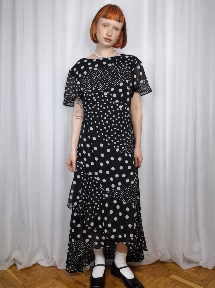 Sukienka maxi w grochy M