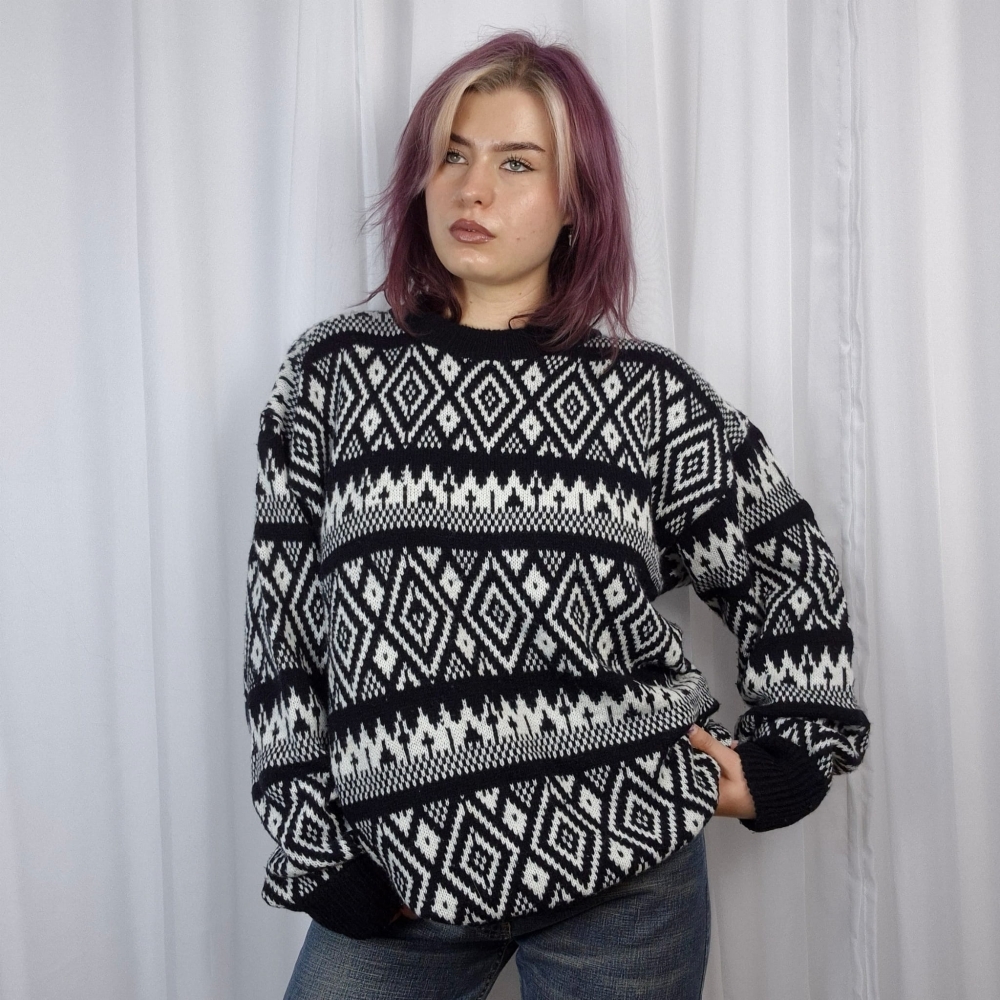 Dziadkowy sweter crewneck L