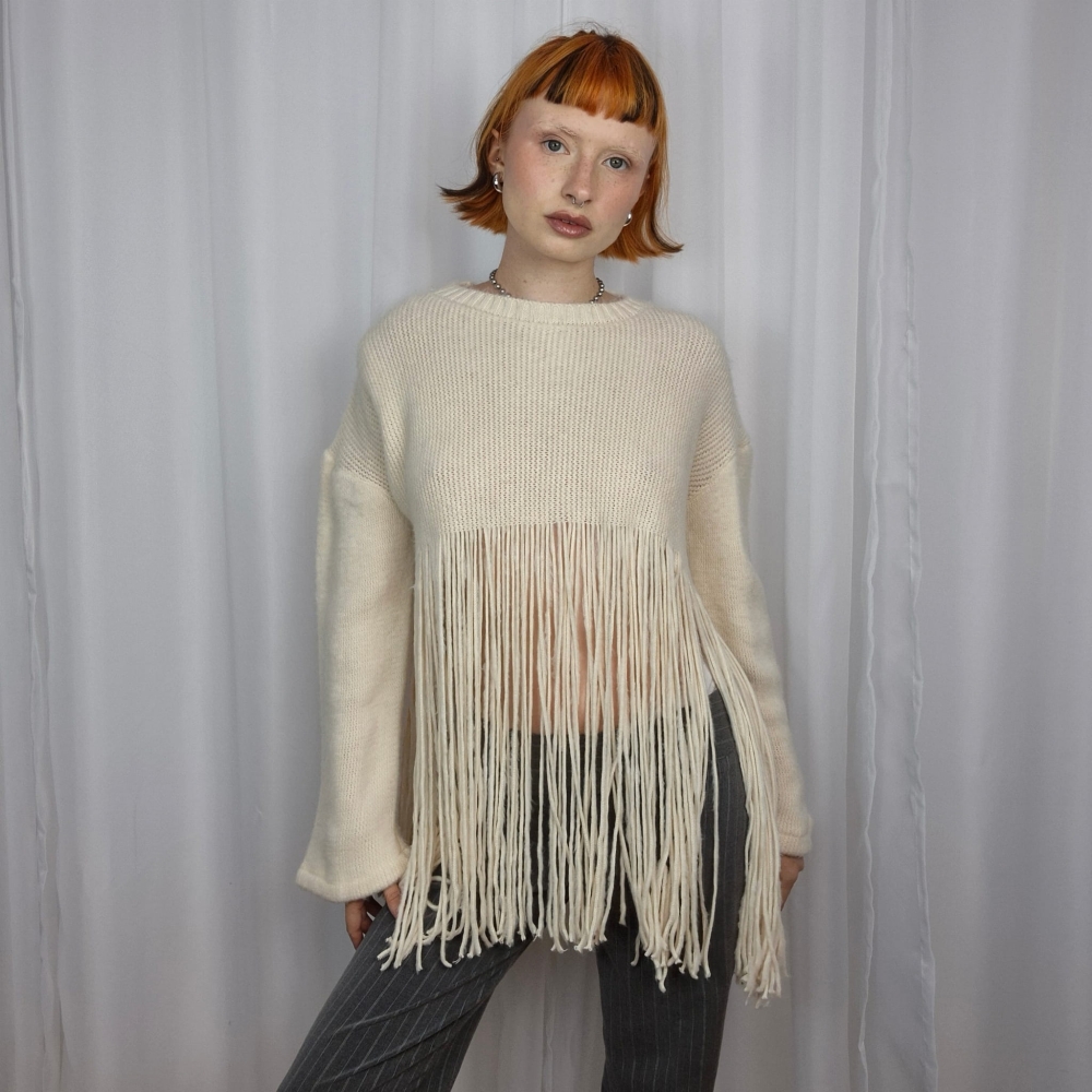 Nowy sweter z frędzlami M-L