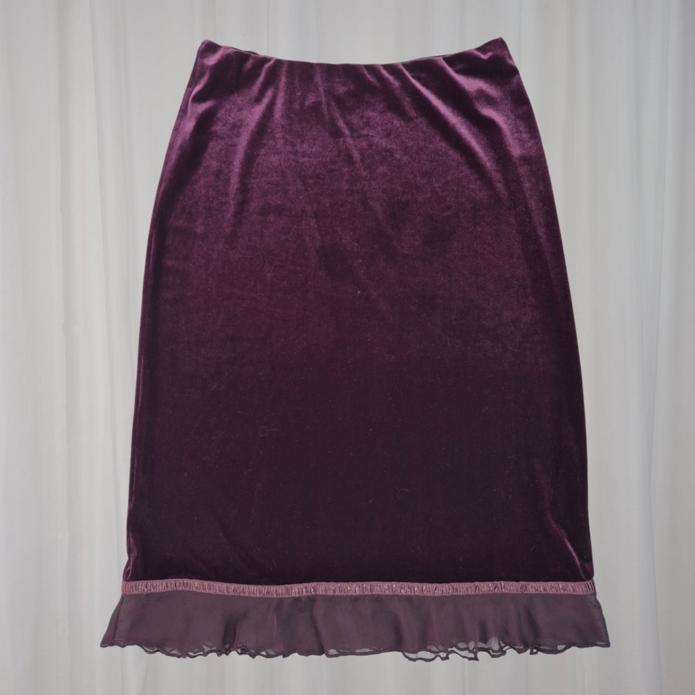 Welurowa spódnica midi L-XL