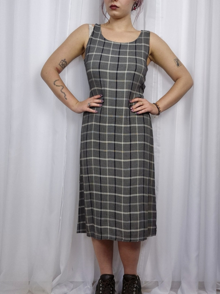 Sukienka midi w kratę rayon acetat M/L