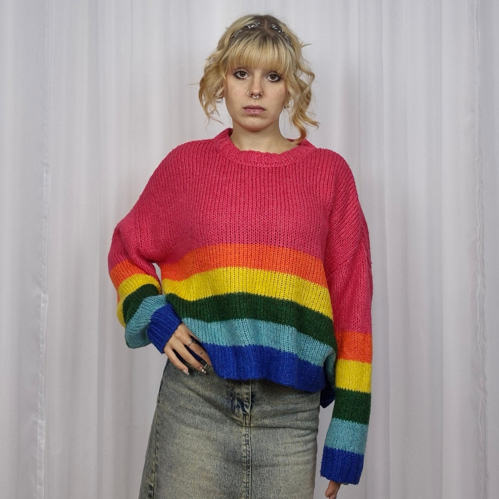 Tęczowy sweter L-XL