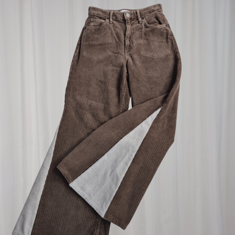 Sztruksowe patchworkowe dzwony upcycling XS petite
