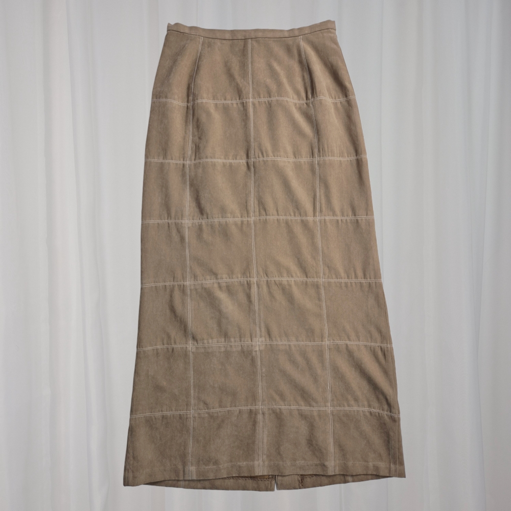 Zamszowa patchworkowa spódnica maxi S/M