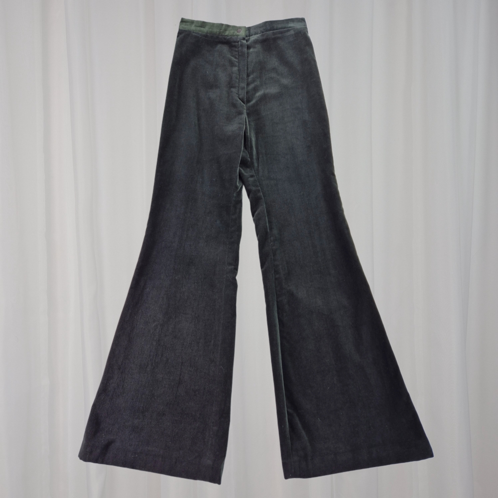 Welurowe spodnie dzwony 70s XS
