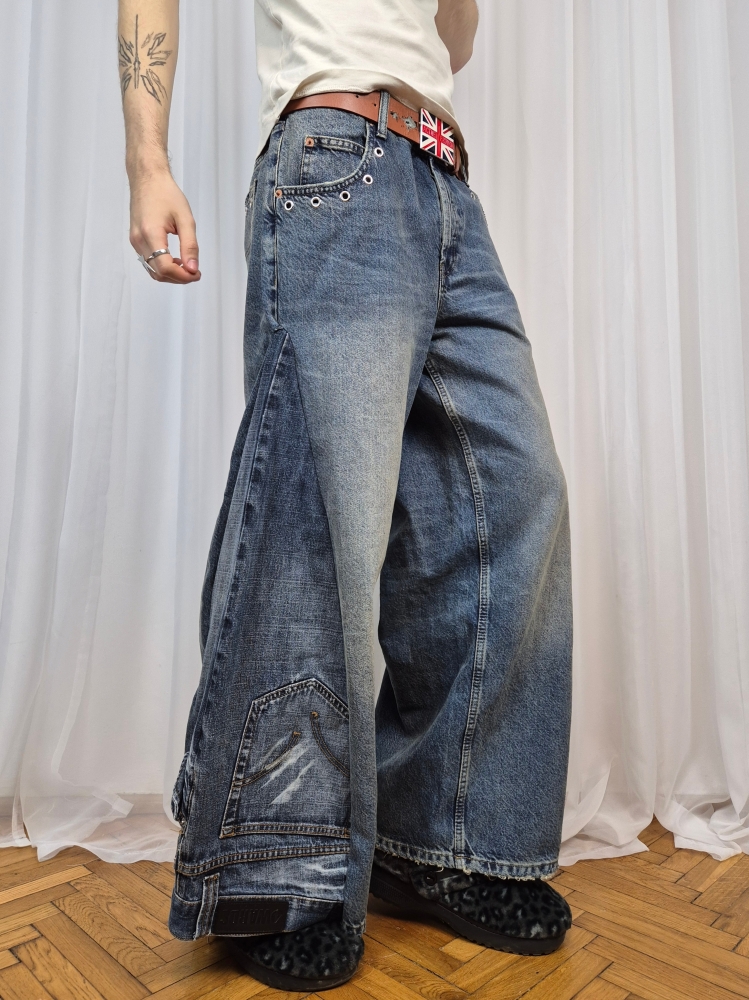 Jeansy ultra baggy upcycling XL petite