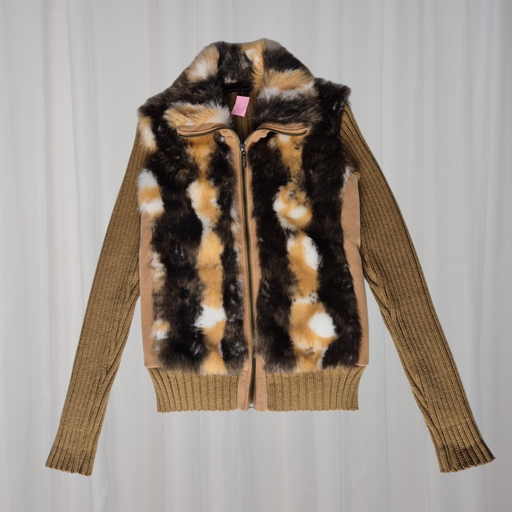 Nowy sweter na zamek z futerkiem L