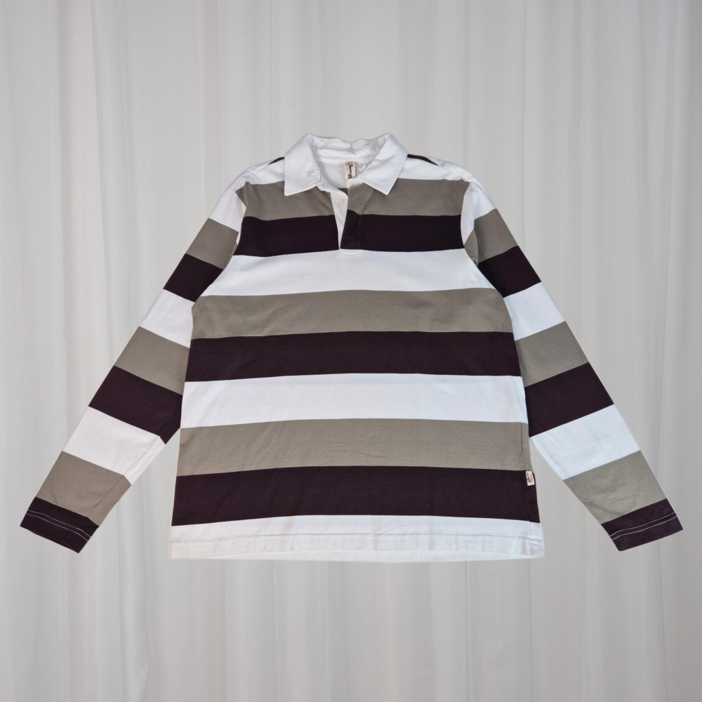 Longsleeve polo w pasy L