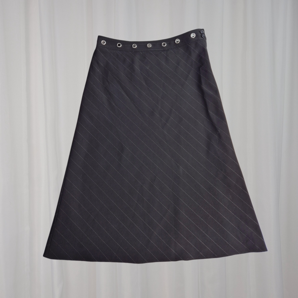 Prążkowana spódnica midi z nitami upcycling L