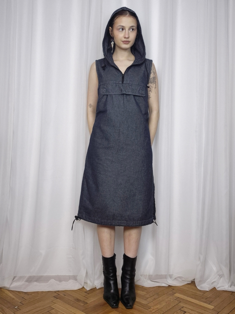 Jeansowa sukienka z kapturem M/L