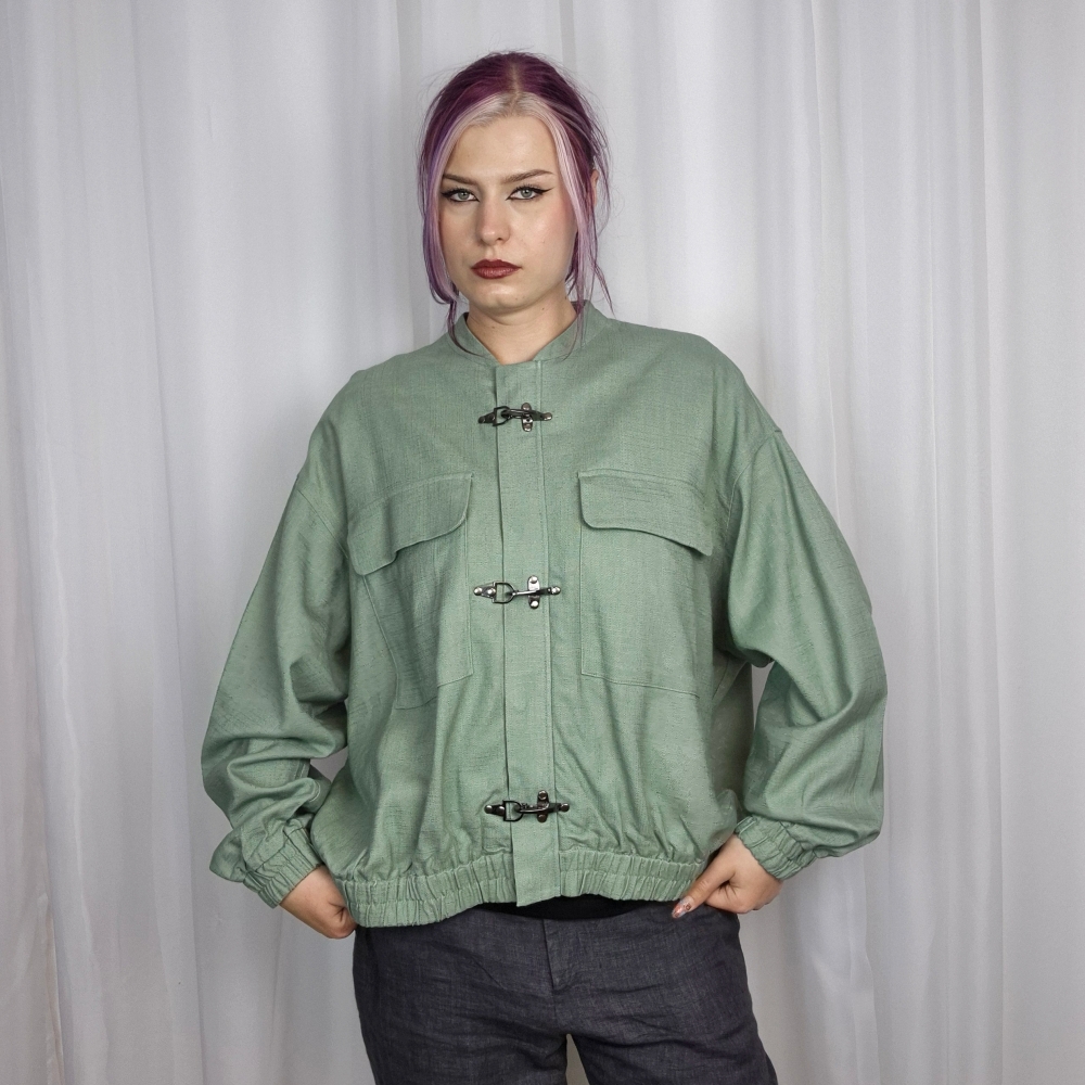 Nowa kurtka bomber z karabińczykami wiskoza len XL