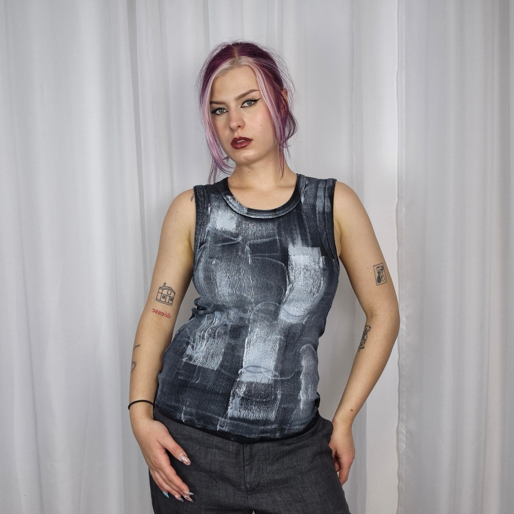 Nowy prążkowany tank top upcycling M
