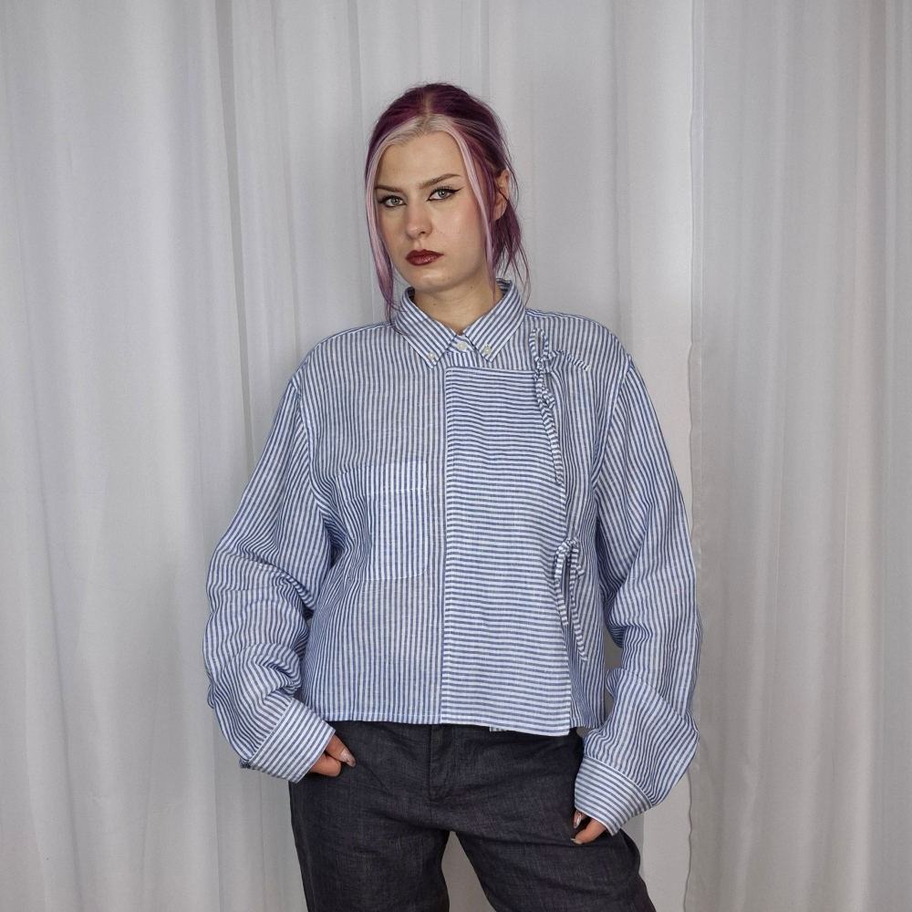 Koszula cropped z wiązaniami XXL