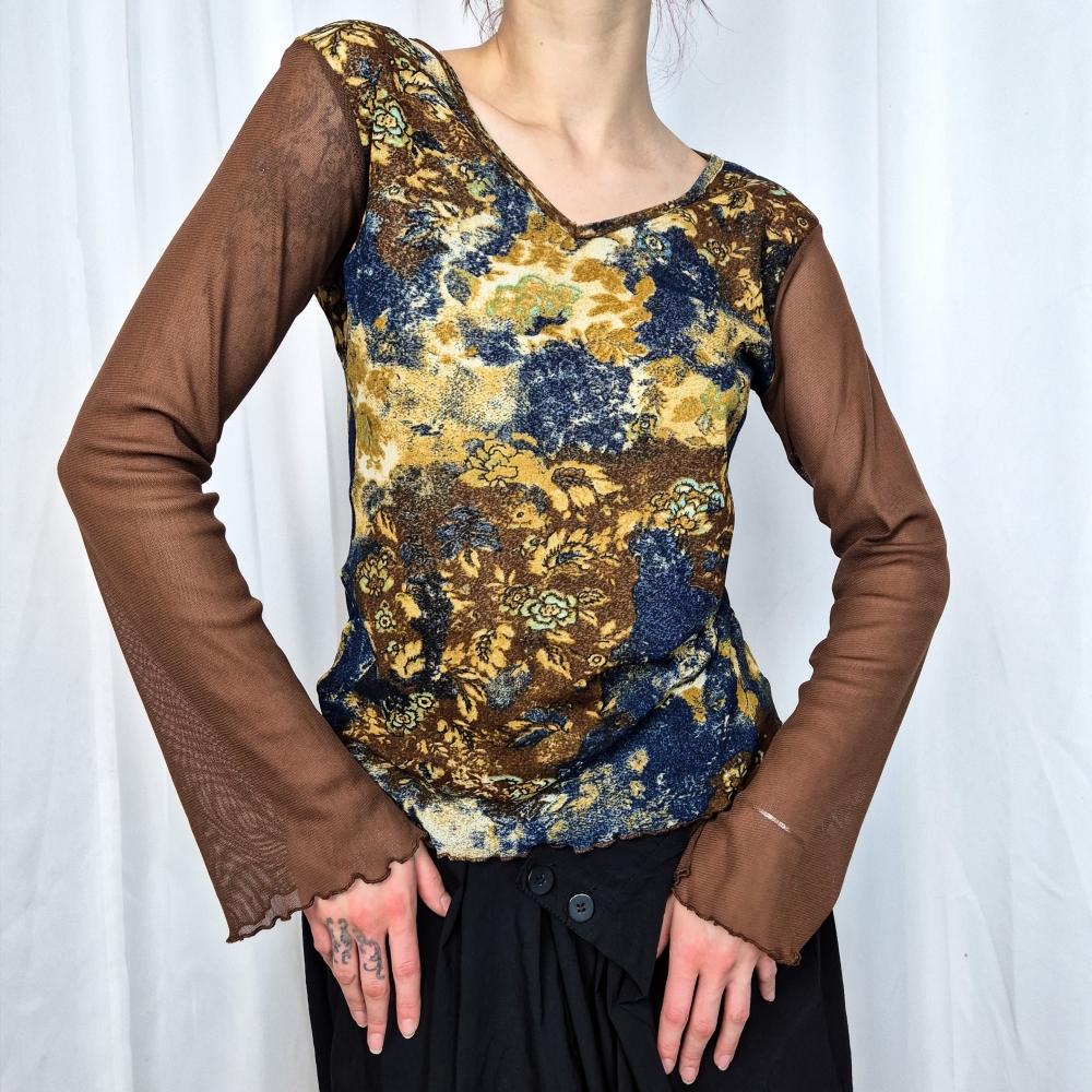 Mesh top z rozkloszowanymi rękawami M-L